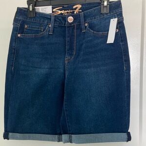 Seven7 Sunset Med/Dark Wash Bermuda Shorts Size 6  Inseam 9"